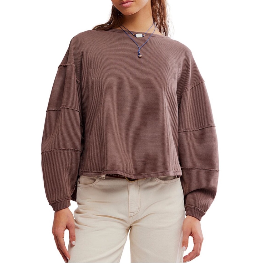 Free People Total Eclipse Oversized T-Shirt Top French Chocolate Women's medium